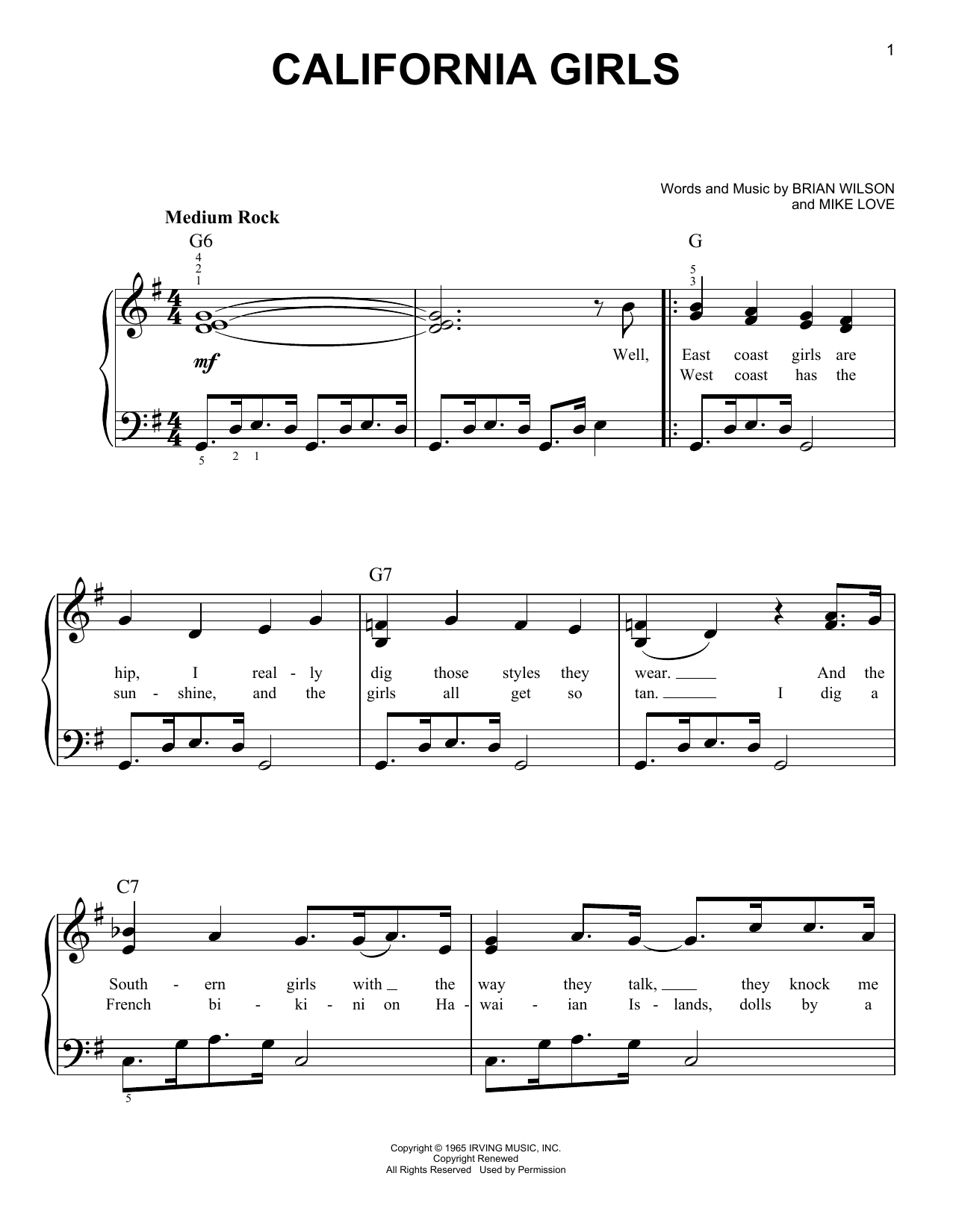 David Lee Roth California Girls sheet music notes and chords. Download Printable PDF.