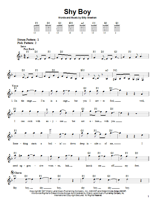 David Lee Roth Shy Boy sheet music notes and chords. Download Printable PDF.