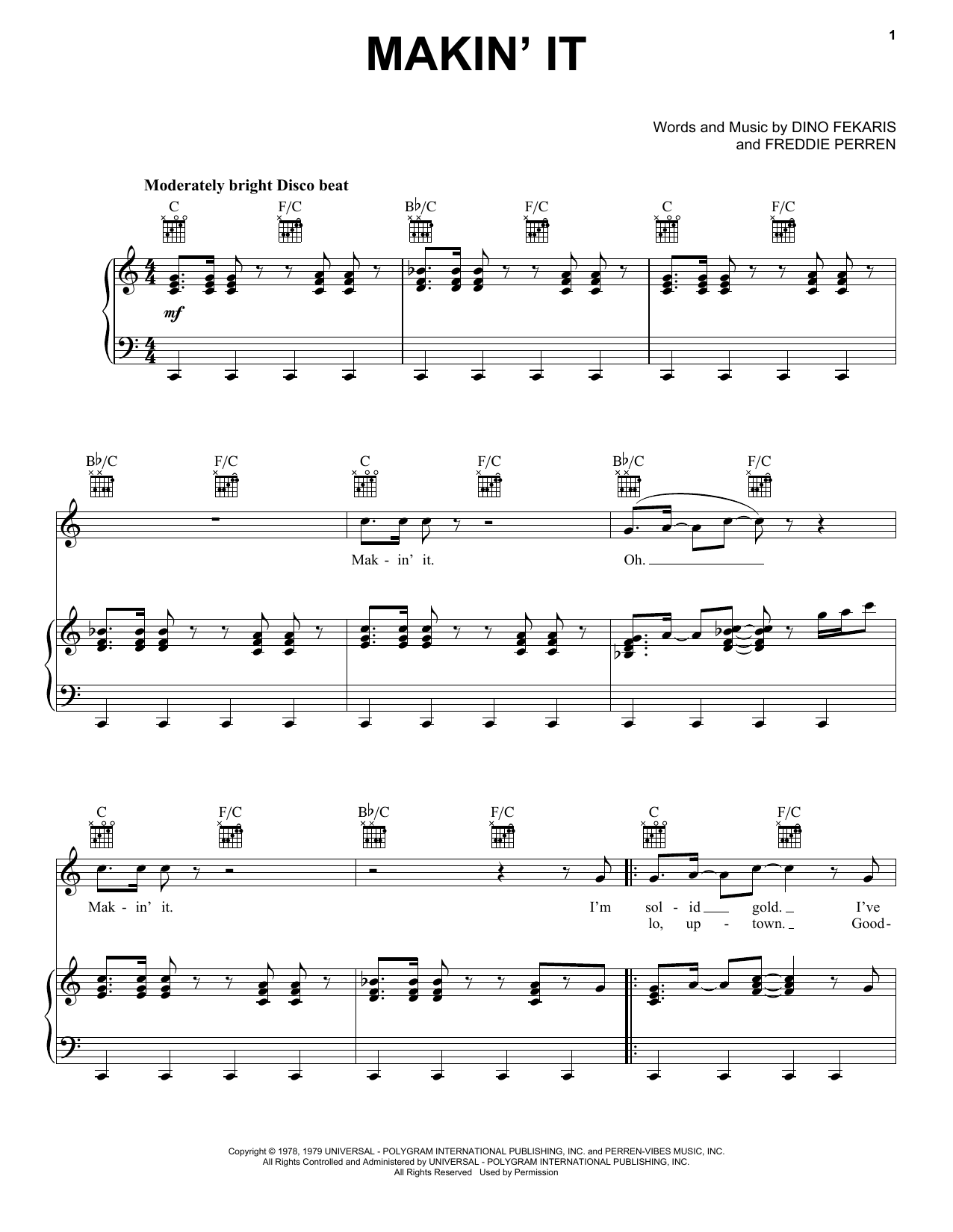 David Naughton Makin' It sheet music notes and chords. Download Printable PDF.