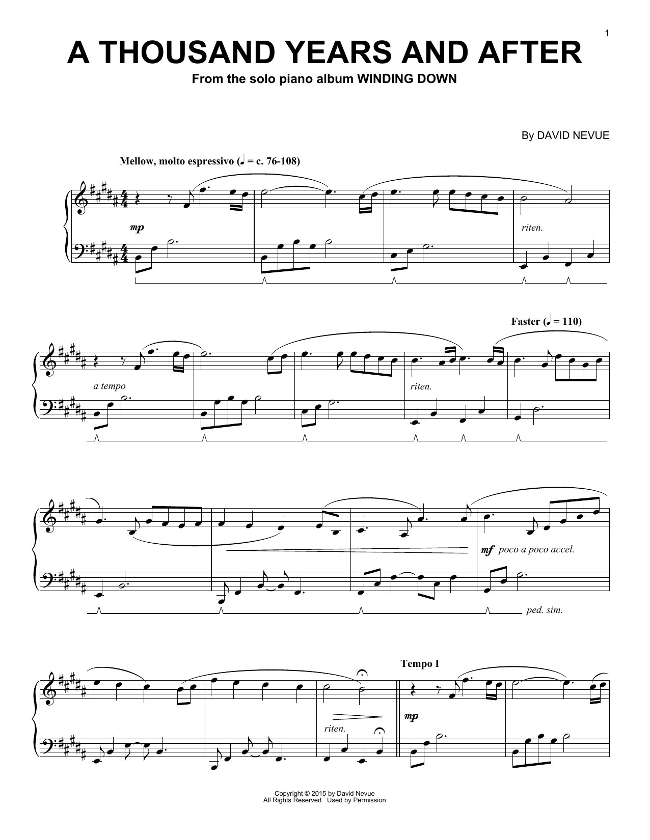 Learn to play David Nevue A Thousand Years And After sheet music for Piano Solo in minutes. Price: 7.8900$ David Nevue A Thousand Years And After sheet music notes and chords arranged for Piano Solo