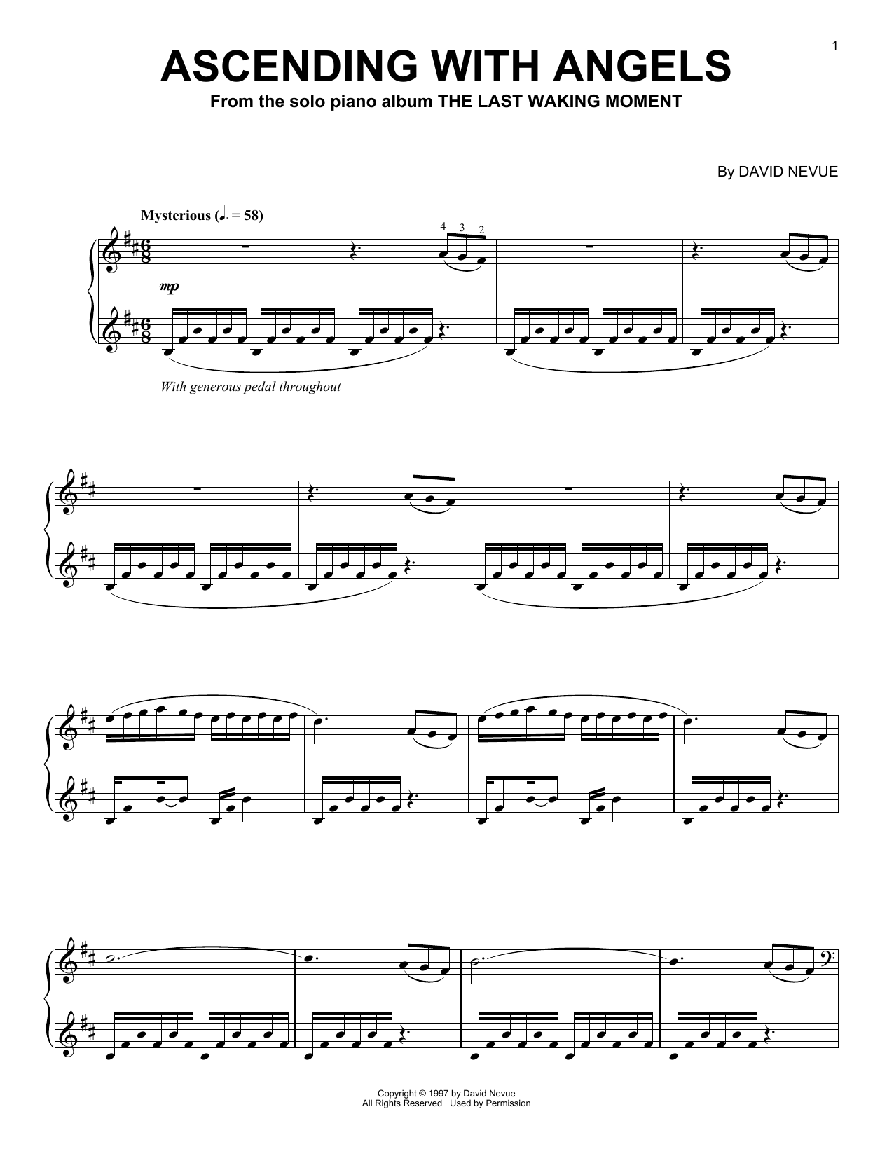 David Nevue Ascending With Angels sheet music notes and chords. Download Printable PDF.