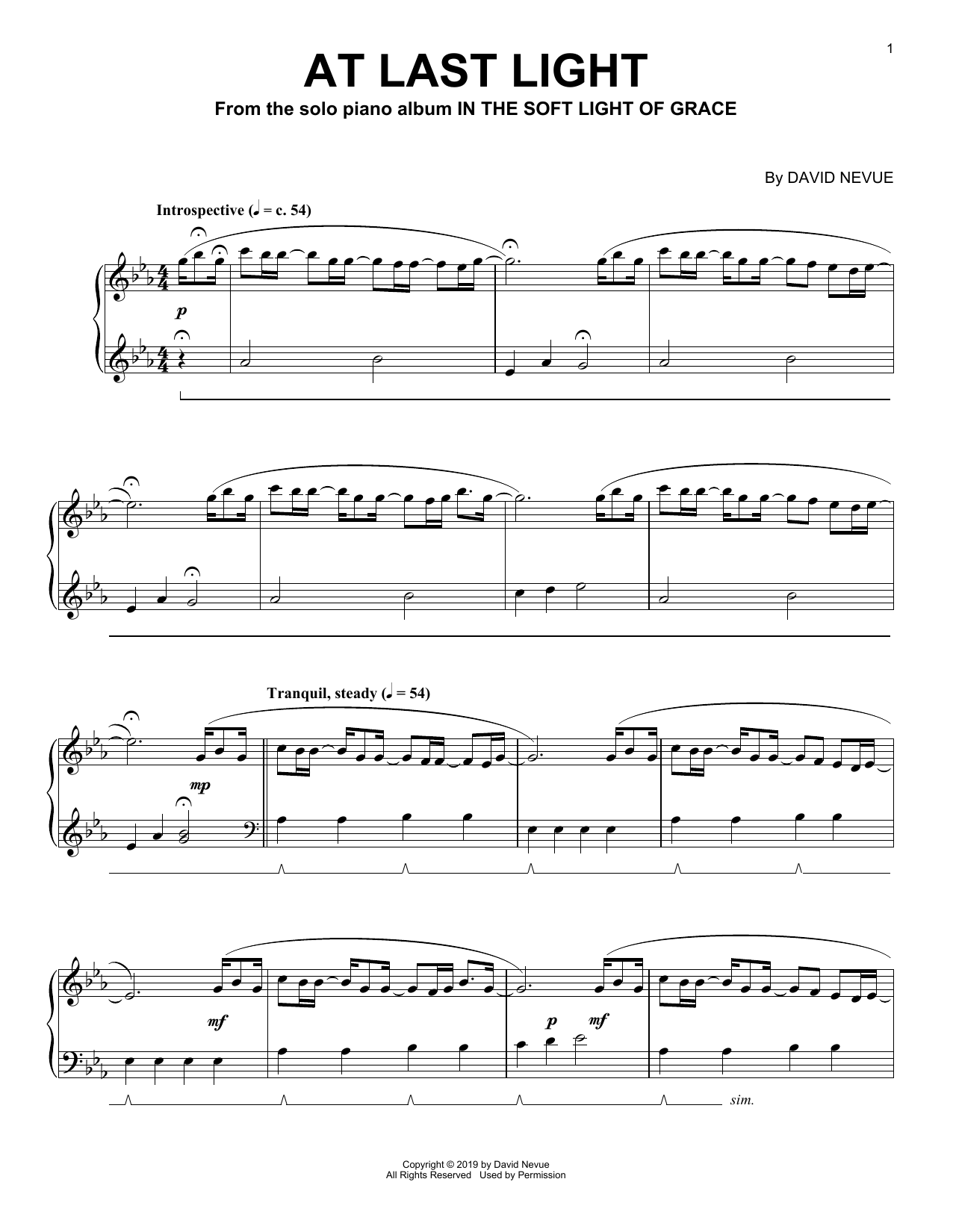 David Nevue At Last Light sheet music notes and chords. Download Printable PDF.