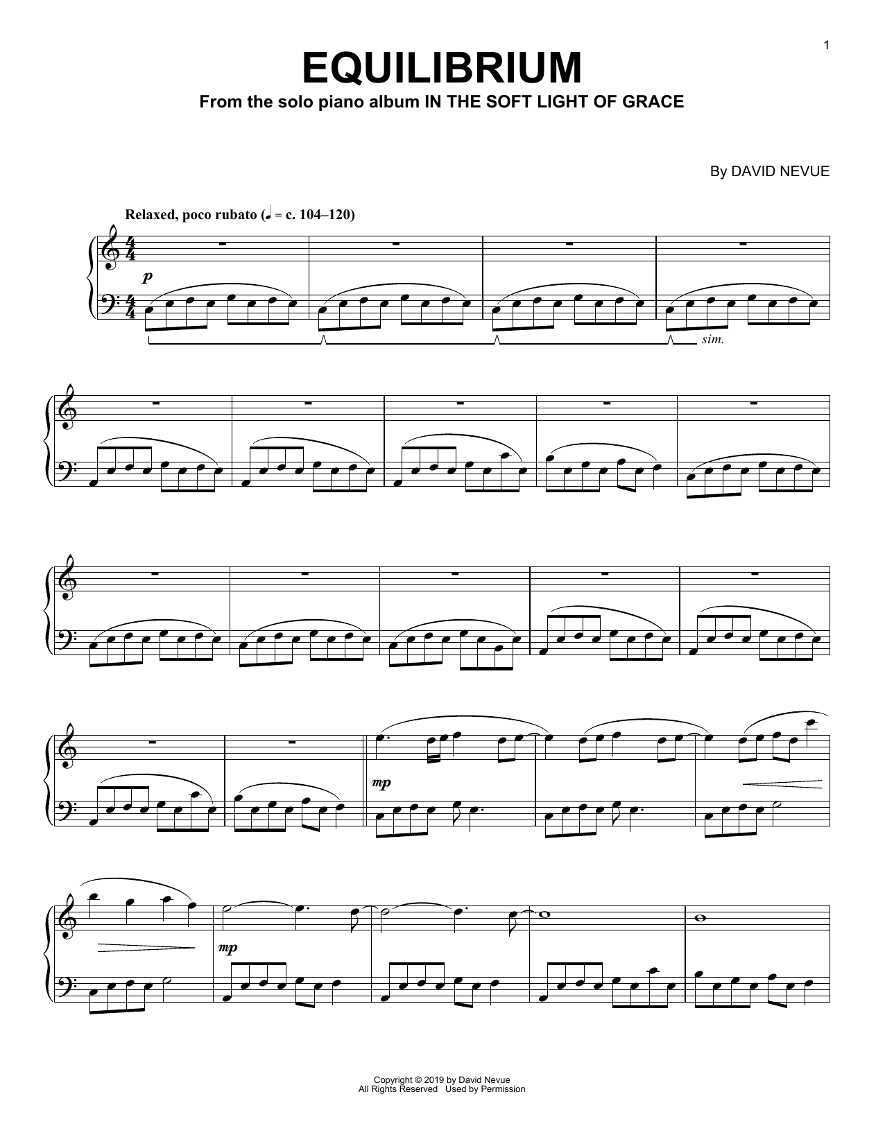 David Nevue Equilibrium sheet music notes and chords. Download Printable PDF.