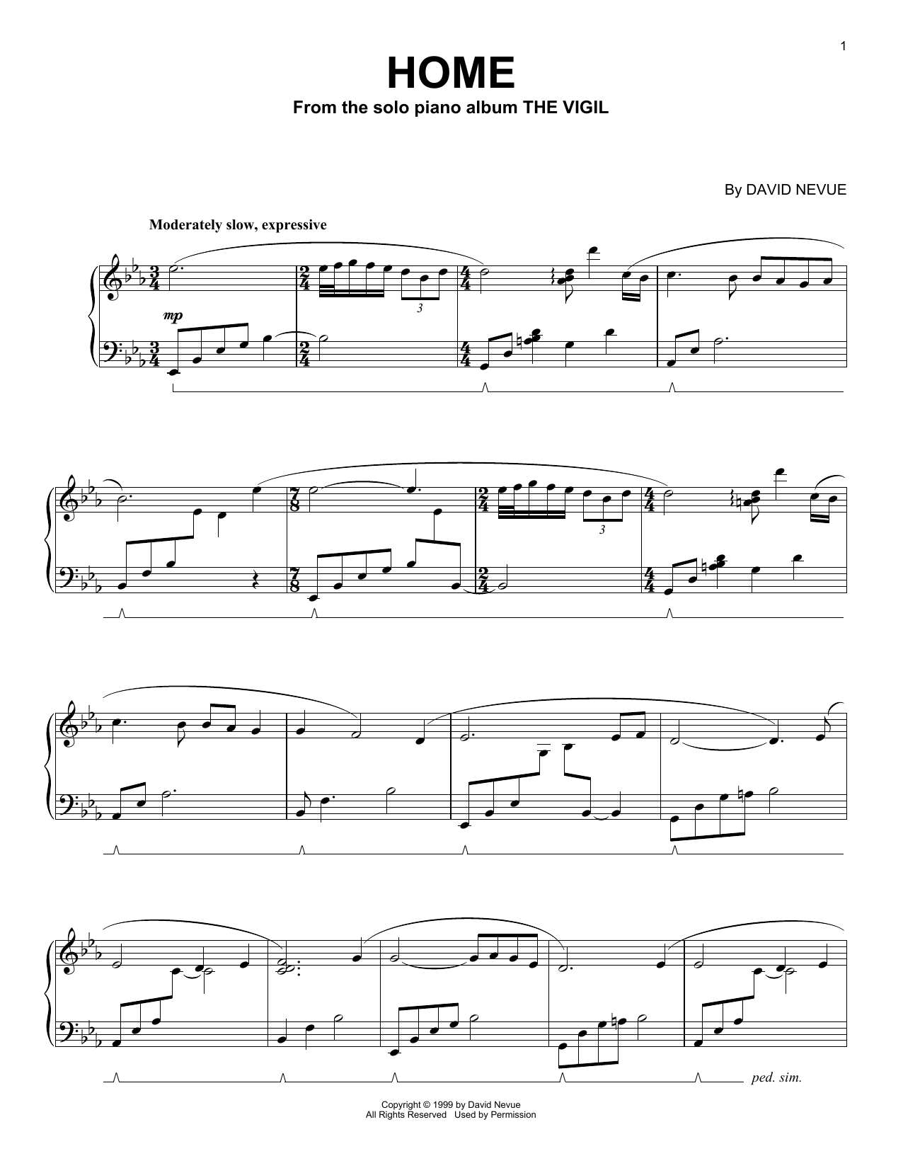 David Nevue Home sheet music notes and chords. Download Printable PDF.