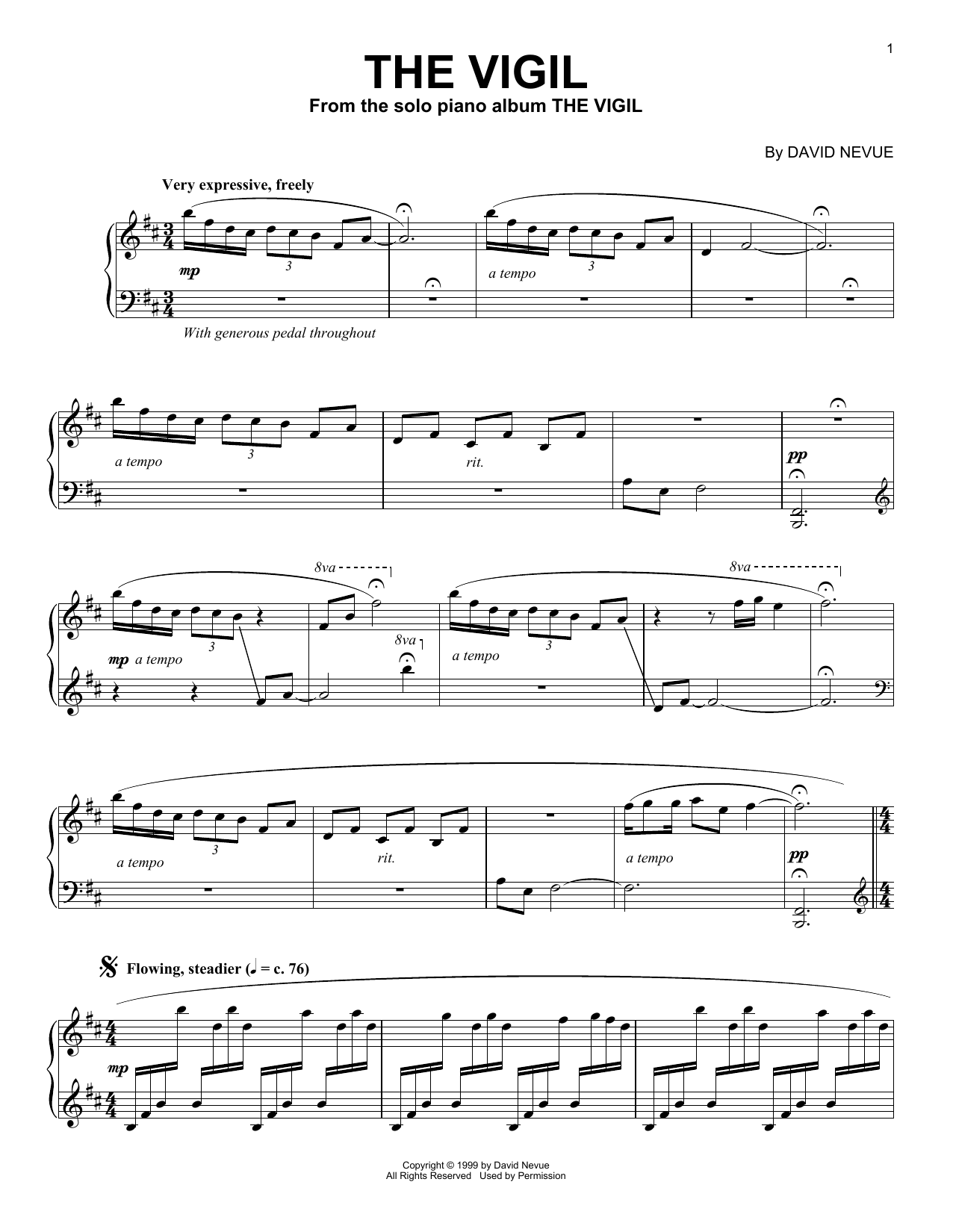 David Nevue The Vigil sheet music notes and chords. Download Printable PDF.