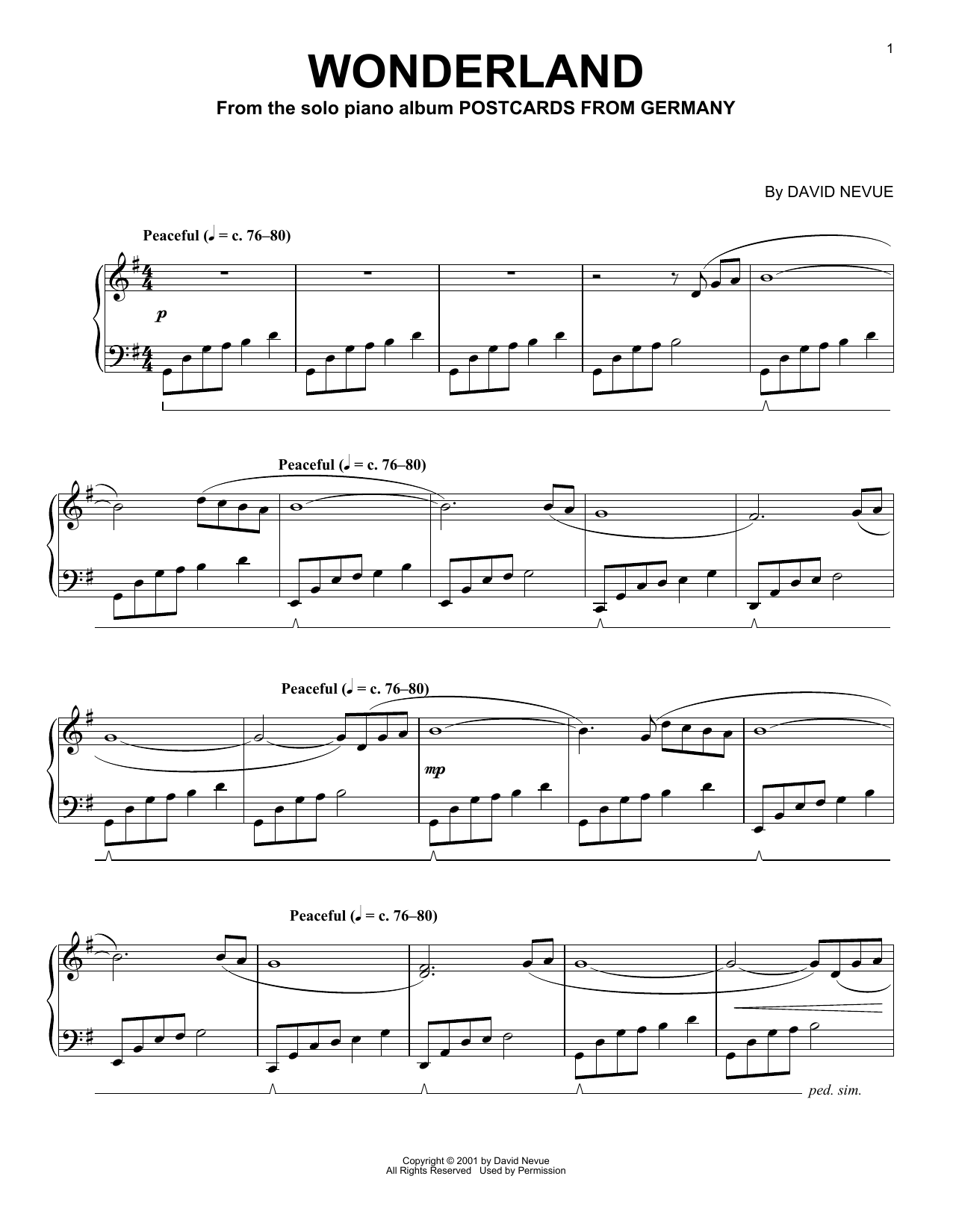 Learn to play David Nevue Wonderland sheet music for Piano Solo in minutes. Price: 7.8900$ David Nevue Wonderland sheet music notes and chords arranged for Piano Solo