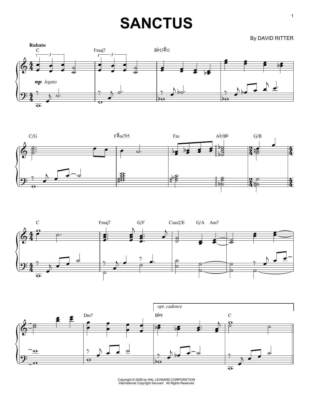 David Ritter Sanctus sheet music notes and chords. Download Printable PDF.