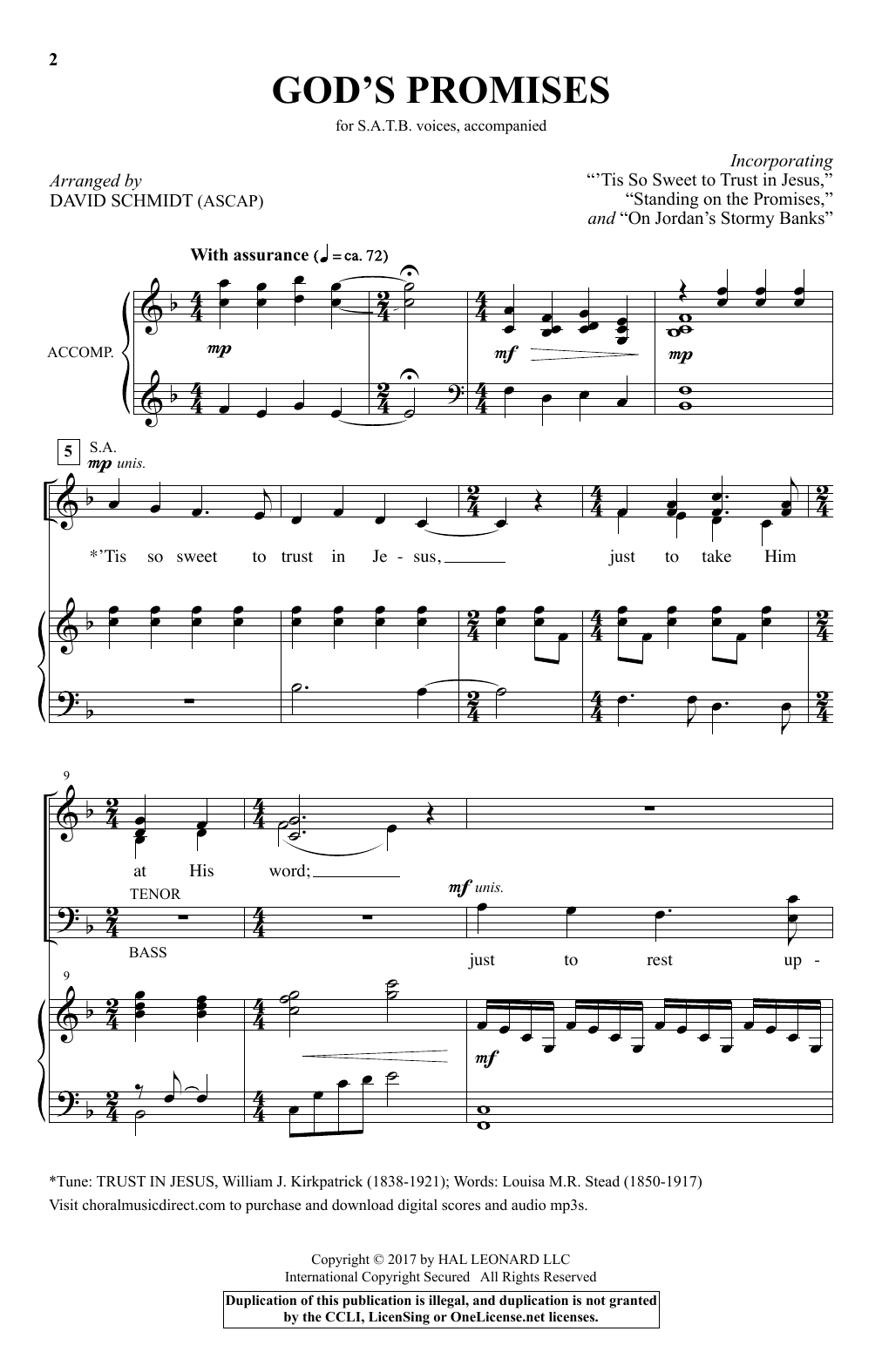 David Schmidt "God's Promises" Sheet Music PDF Notes, Chords | Sacred Score  SATB Choir Download Printable. SKU: 195503