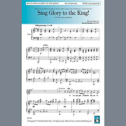 David Schmidt Download Printable PDF Score Easily Download David Schmidt Printable PDF piano music notes, guitar tabs for SATB Choir. Transpose or transcribe this score in no time - Learn how to play song progression.