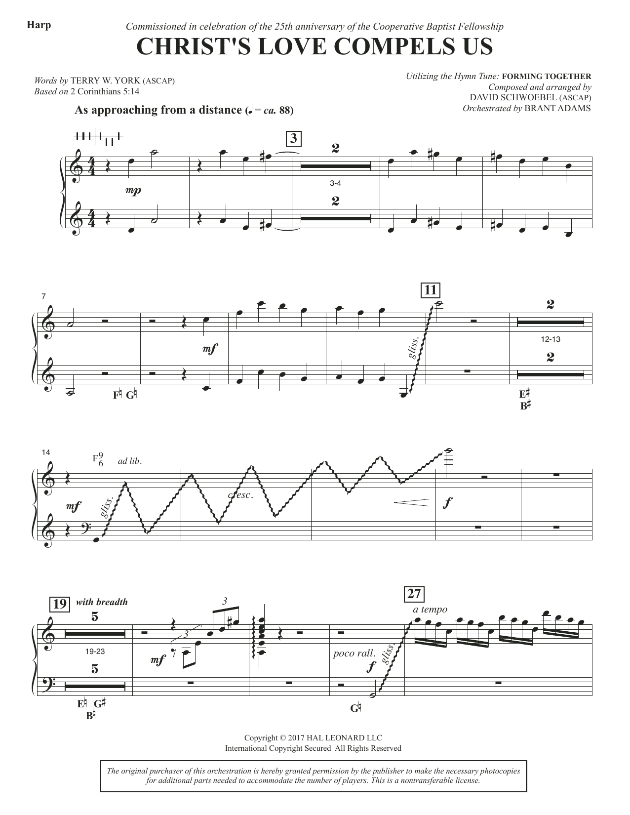 Learn to play David Schwoebel Christ's Love Compels Us - Harp sheet music for Choir Instrumental Pak in minutes. David Schwoebel Christ's Love Compels Us - Harp sheet music notes and chords. Download Printable PDF.