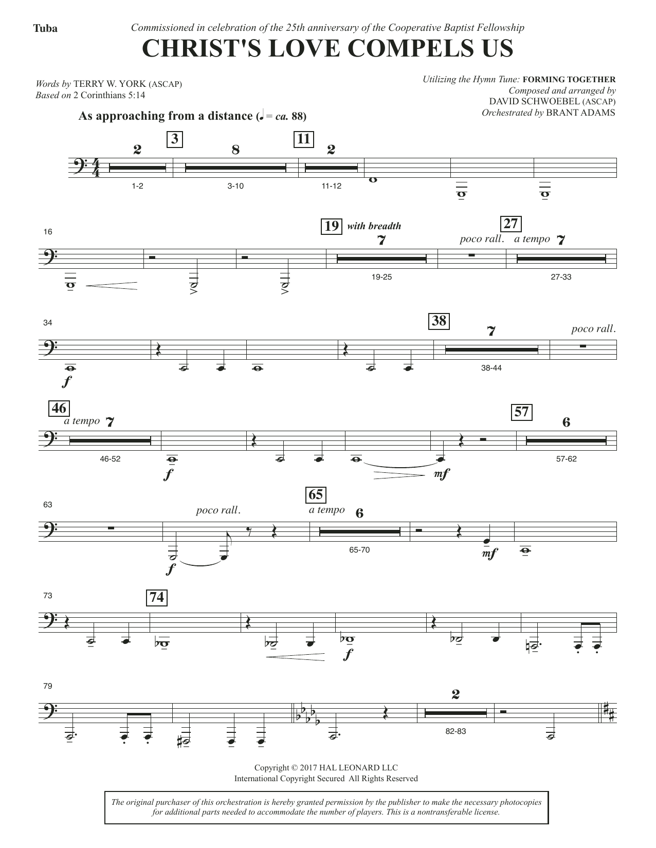 Learn to play David Schwoebel Christ's Love Compels Us - Tuba sheet music for Choir Instrumental Pak in minutes. David Schwoebel Christ's Love Compels Us - Tuba sheet music notes and chords. Download Printable PDF.