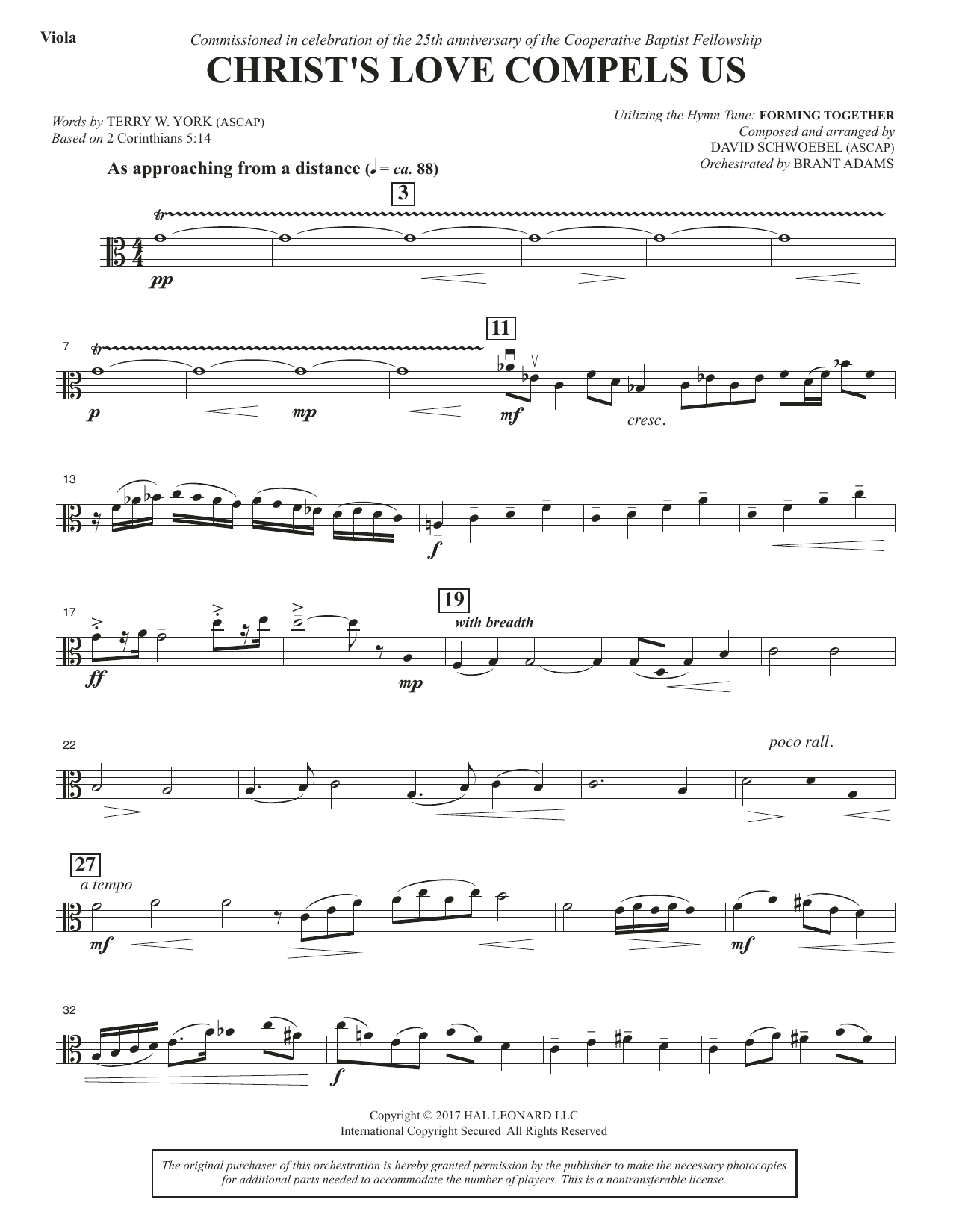 Learn to play David Schwoebel Christ's Love Compels Us - Viola sheet music for Choir Instrumental Pak in minutes. David Schwoebel Christ's Love Compels Us - Viola sheet music notes and chords. Download Printable PDF.
