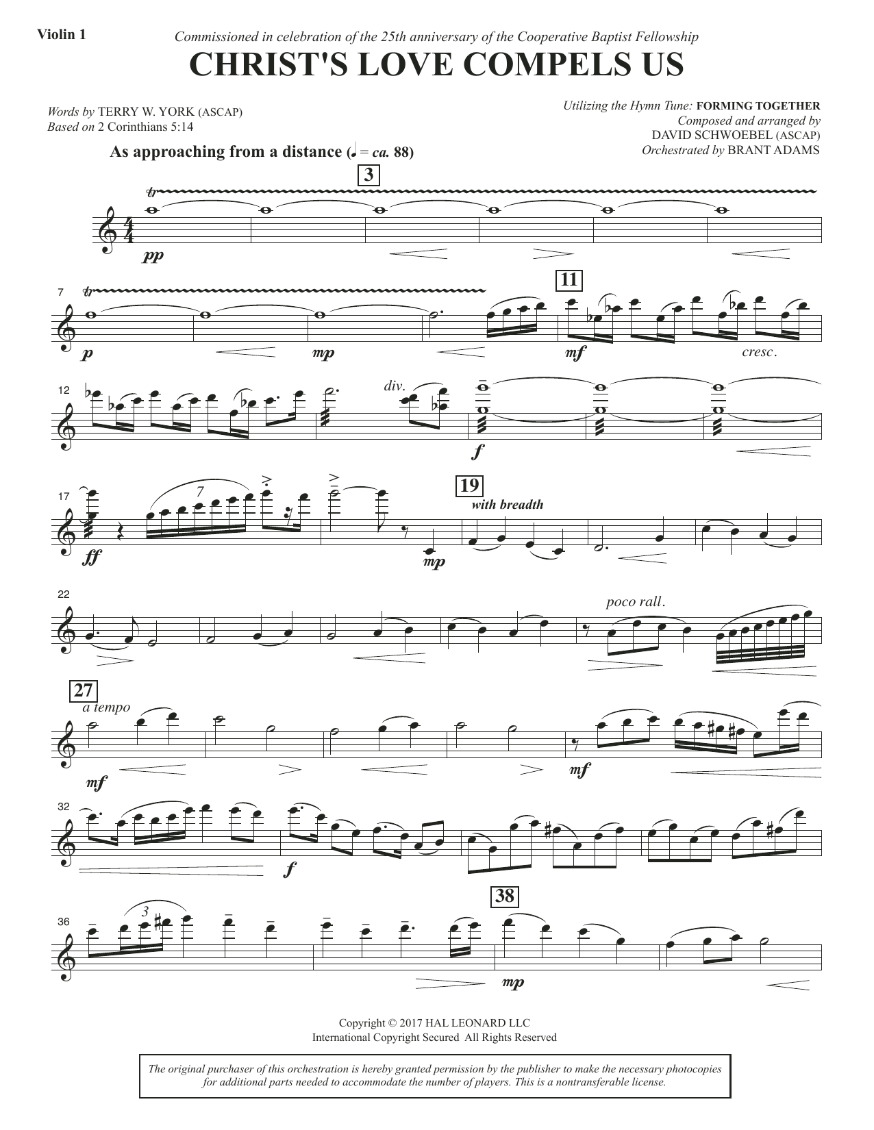 Learn to play David Schwoebel Christ's Love Compels Us - Violin 1 sheet music for Choir Instrumental Pak in minutes. David Schwoebel Christ's Love Compels Us - Violin 1 sheet music notes and chords. Download Printable PDF.