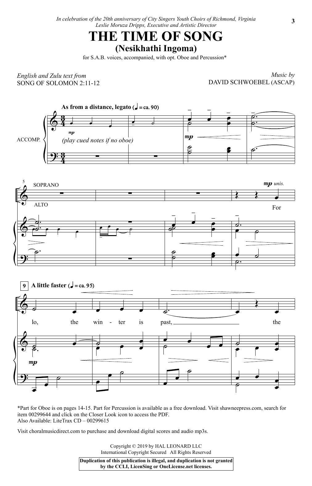 Learn to play David Schwoebel The Time Of Song (Nesikhathi Ingoma) sheet music for SAB Choir in minutes. Price: 3.9900$ David Schwoebel The Time Of Song (Nesikhathi Ingoma) sheet music notes and chords arranged for SAB Choir