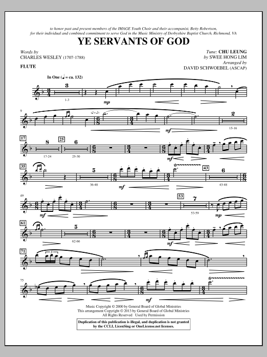 Learn to play David Schwoebel Ye Servants of God - Flute sheet music for Choir Instrumental Pak in minutes. David Schwoebel Ye Servants of God - Flute sheet music notes and chords. Download Printable PDF.