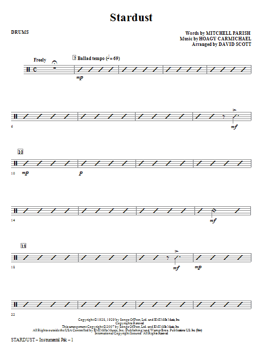 Learn to play David Scott Stardust - Drums sheet music for Choir Instrumental Pak in minutes. David Scott Stardust - Drums sheet music notes and chords. Download Printable PDF.
