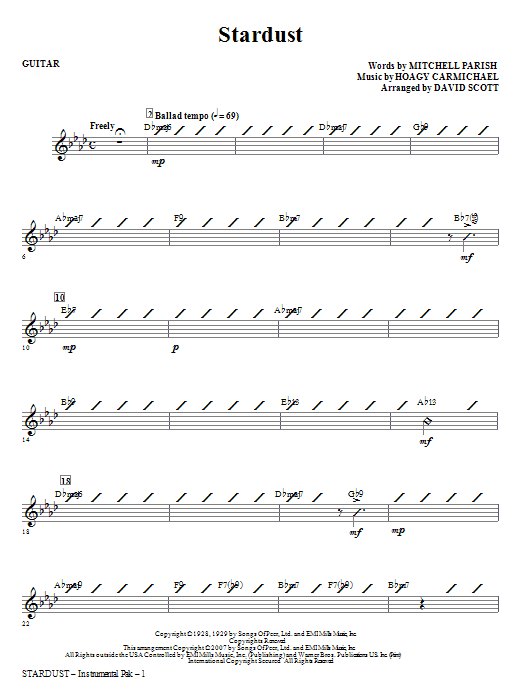 Learn to play David Scott Stardust - Guitar sheet music for Choir Instrumental Pak in minutes. David Scott Stardust - Guitar sheet music notes and chords. Download Printable PDF.