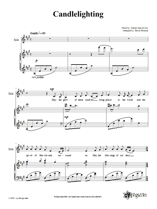 David Shukiar Candlelighting sheet music notes and chords. Download Printable PDF.