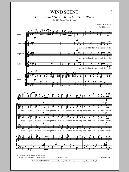 David Stocker Wind Scent sheet music notes and chords. Download Printable PDF.