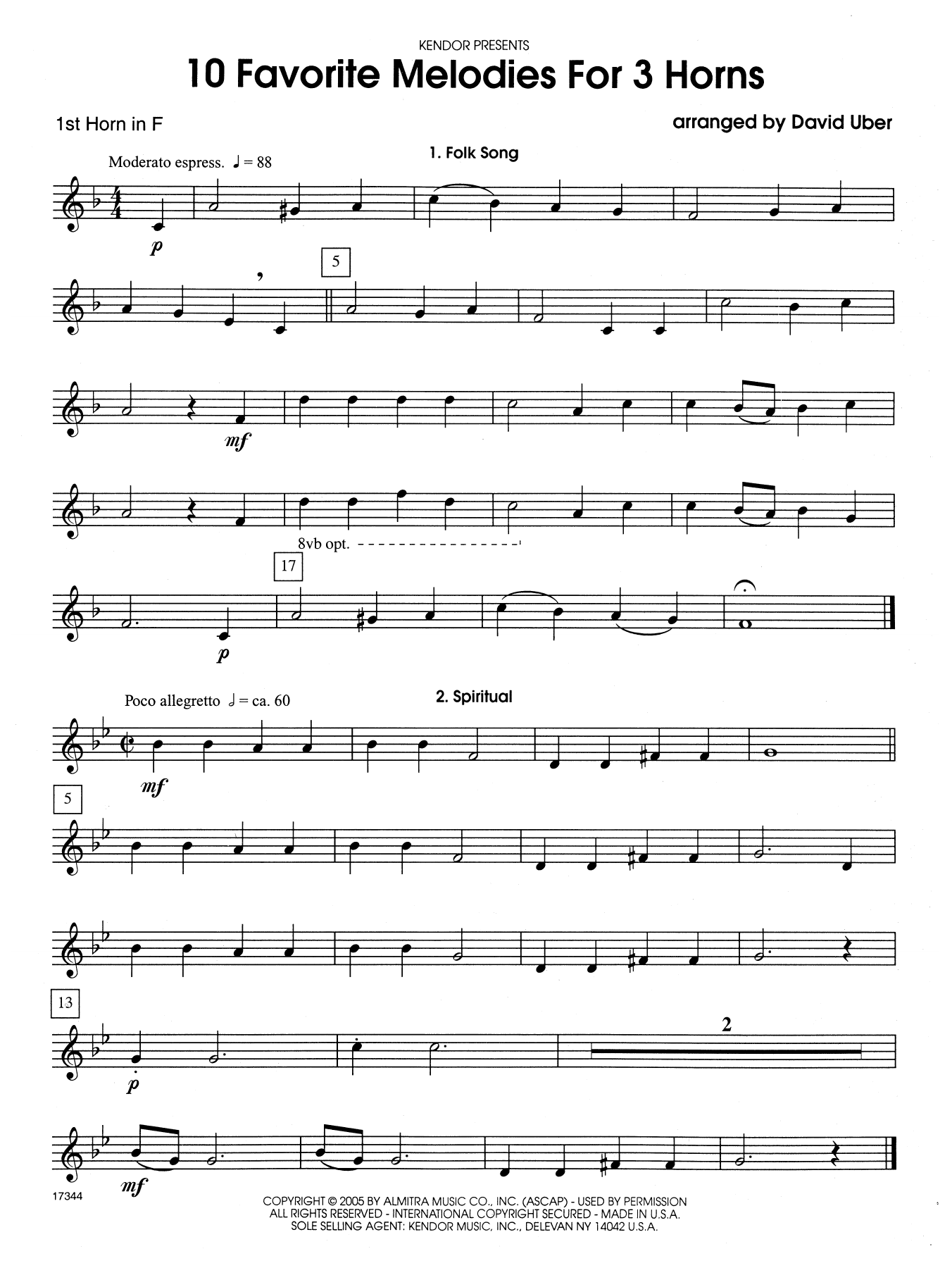 Learn to play David Uber 10 Favorite Melodies For 3 Horns - 1st Horn in F sheet music for Brass Ensemble in minutes. Price: 7.8900$ David Uber 10 Favorite Melodies For 3 Horns - 1st Horn in F sheet music notes and chords. Download Printable PDF.