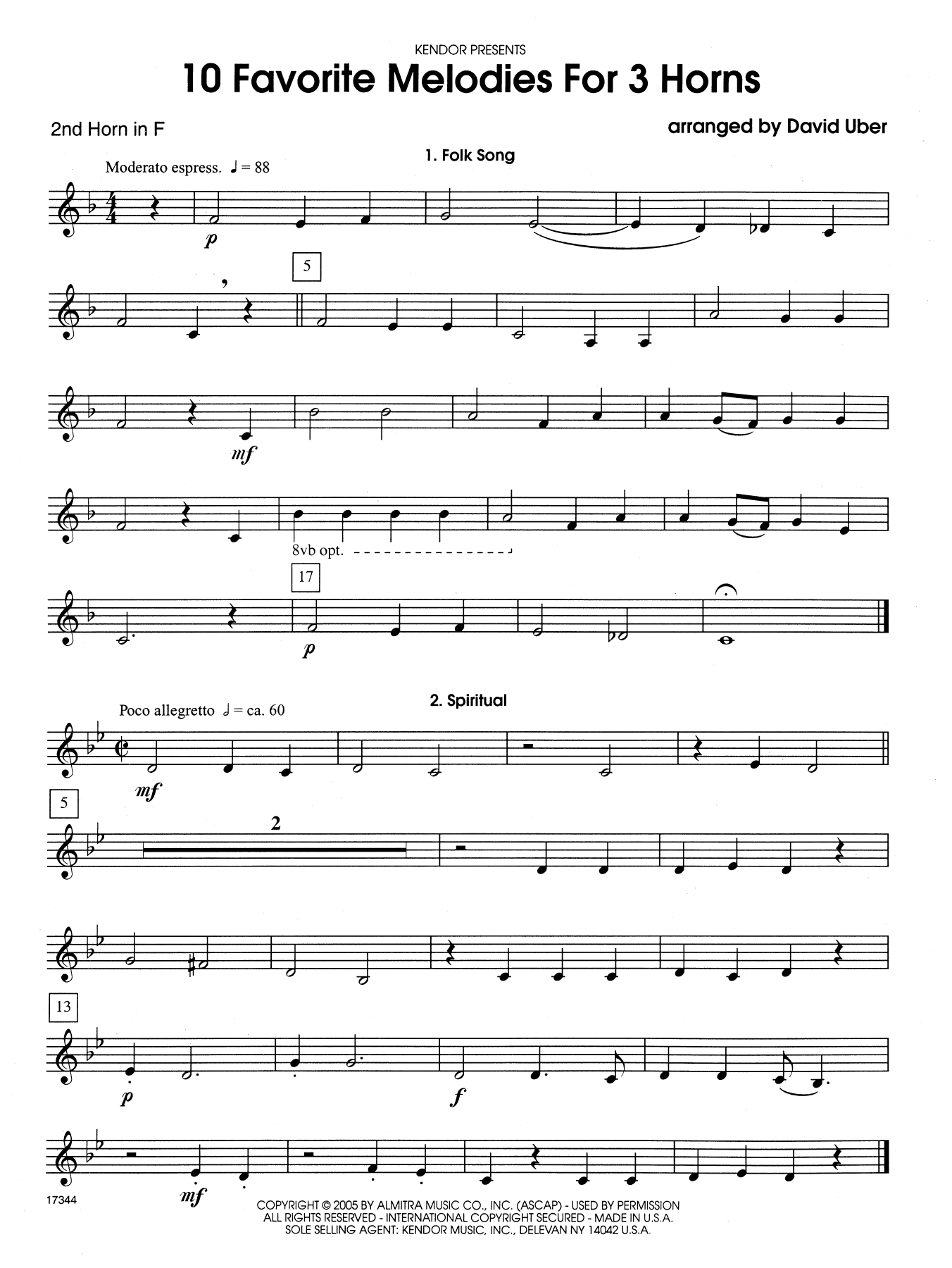 Learn to play David Uber 10 Favorite Melodies For 3 Horns - 2nd Horn in F sheet music for Brass Ensemble in minutes. Price: 7.8900$ David Uber 10 Favorite Melodies For 3 Horns - 2nd Horn in F sheet music notes and chords. Download Printable PDF.
