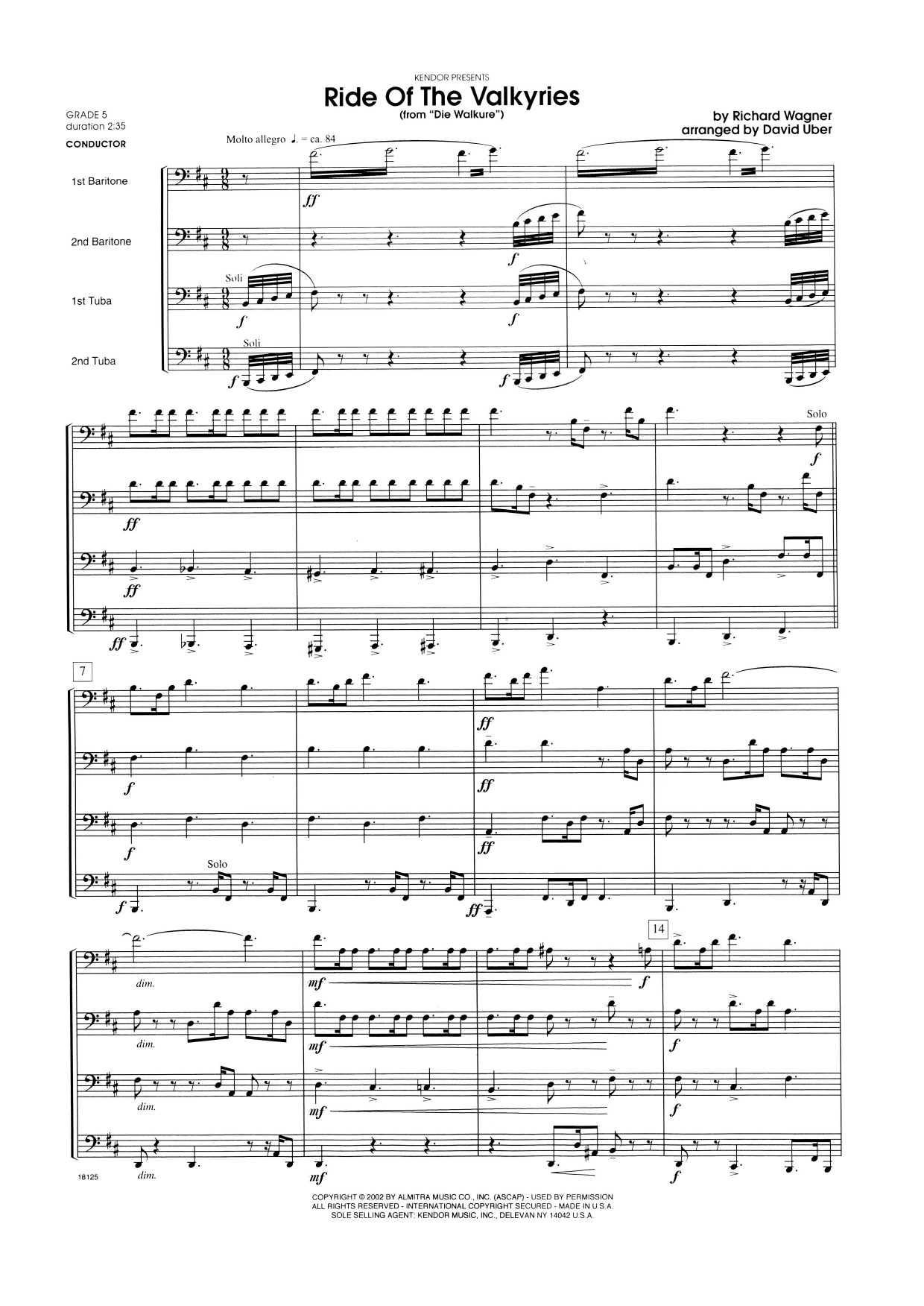 Learn to play David Uber Ride Of The Valkyries From Die Walkure - Full Score sheet music for Brass Ensemble in minutes. David Uber Ride Of The Valkyries From Die Walkure - Full Score sheet music notes and chords. Download Printable PDF.
