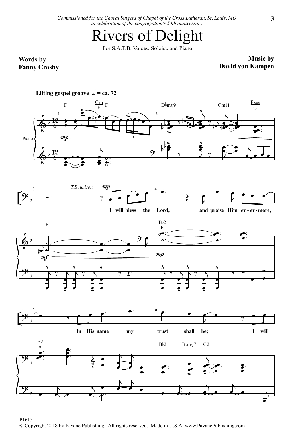 Learn to play David von Kampen Rivers Of Delight sheet music for SATB Choir in minutes. Price: 3.9900$ David von Kampen Rivers Of Delight sheet music notes and chords arranged for SATB Choir