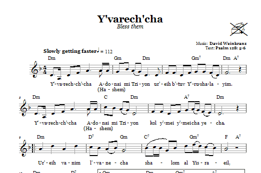 Learn to play David Weinkranz Y'varech'cha (Bless Them) sheet music for Lead Sheet / Fake Book in minutes. Price: 5.9900$ David Weinkranz Y'varech'cha (Bless Them) sheet music notes and chords arranged for Lead Sheet / Fake Book