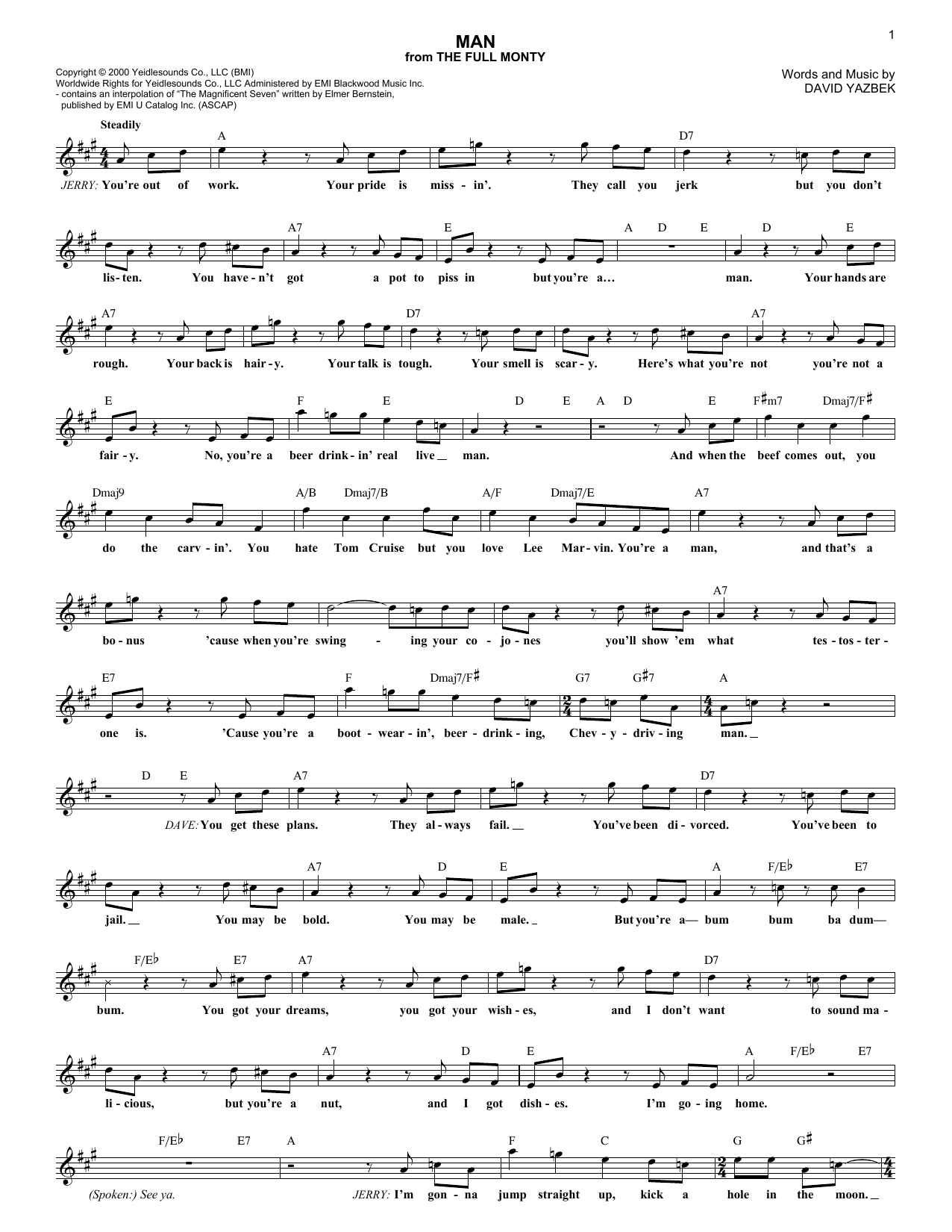 David Yazbek Man sheet music notes and chords. Download Printable PDF.