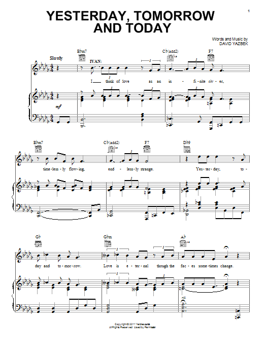 David Yazbek Yesterday Tomorrow And Today Sheet Music Pdf Notes Chords Broadway Score Piano Vocal Guitar Right Hand Melody Download Printable Sku 046 David Yazbek Yesterday Tomorrow And Today Sheet Music Pdf Notes Chords Broadway Score Piano Vocal Guitar Right Hand Melody Download Printable Sku 046