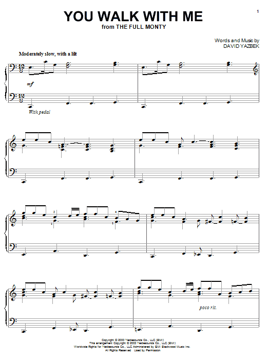 David Yazbek You Walk With Me sheet music notes and chords. Download Printable PDF.