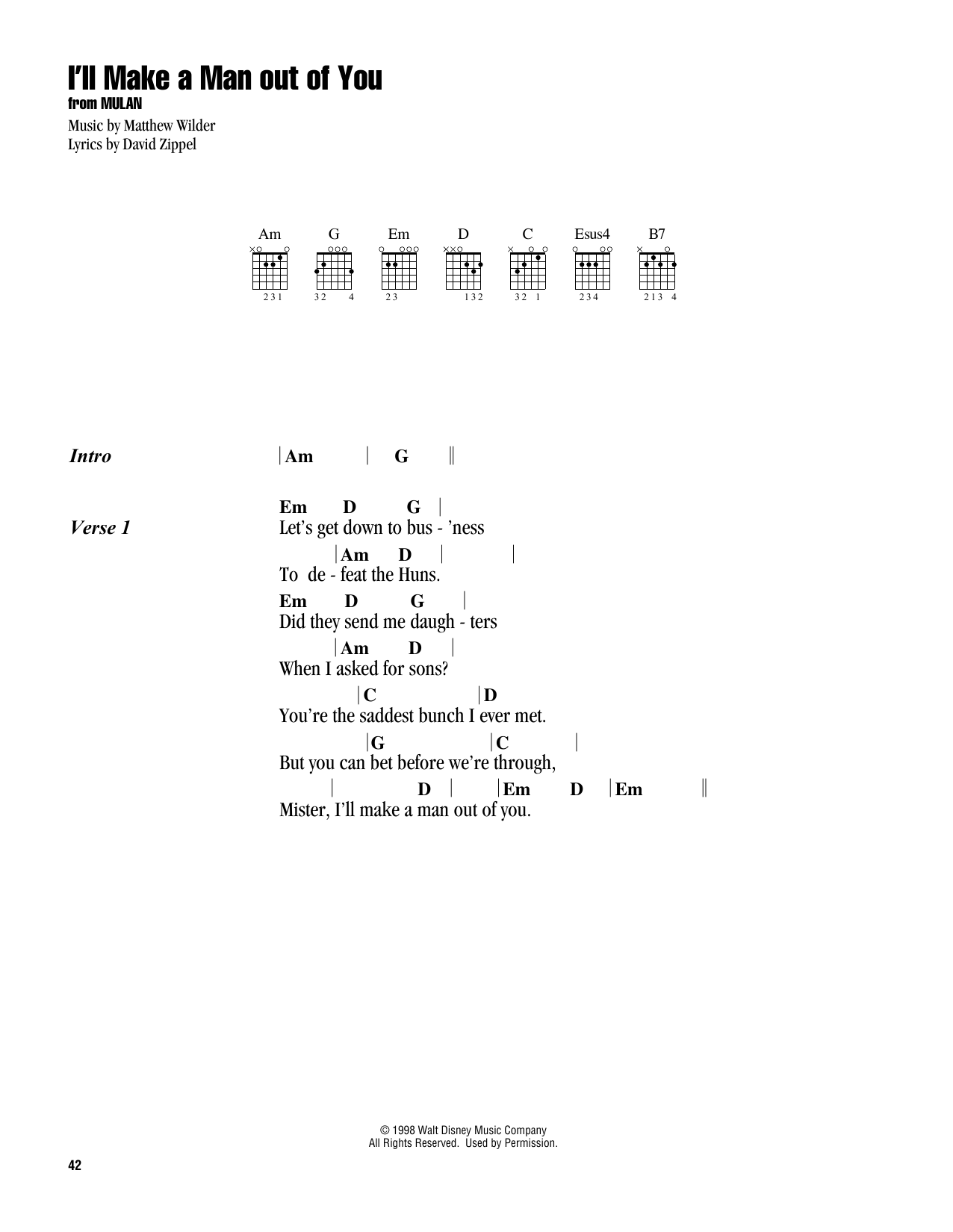 David Zippel I Ll Make A Man Out Of You From Mulan Sheet Music Pdf Notes Chords Children Score Alto Sax Solo Download Printable Sku 250138