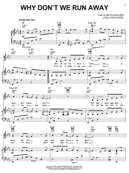 David Zippel Why Don't We Run Away sheet music notes and chords. Download Printable PDF.