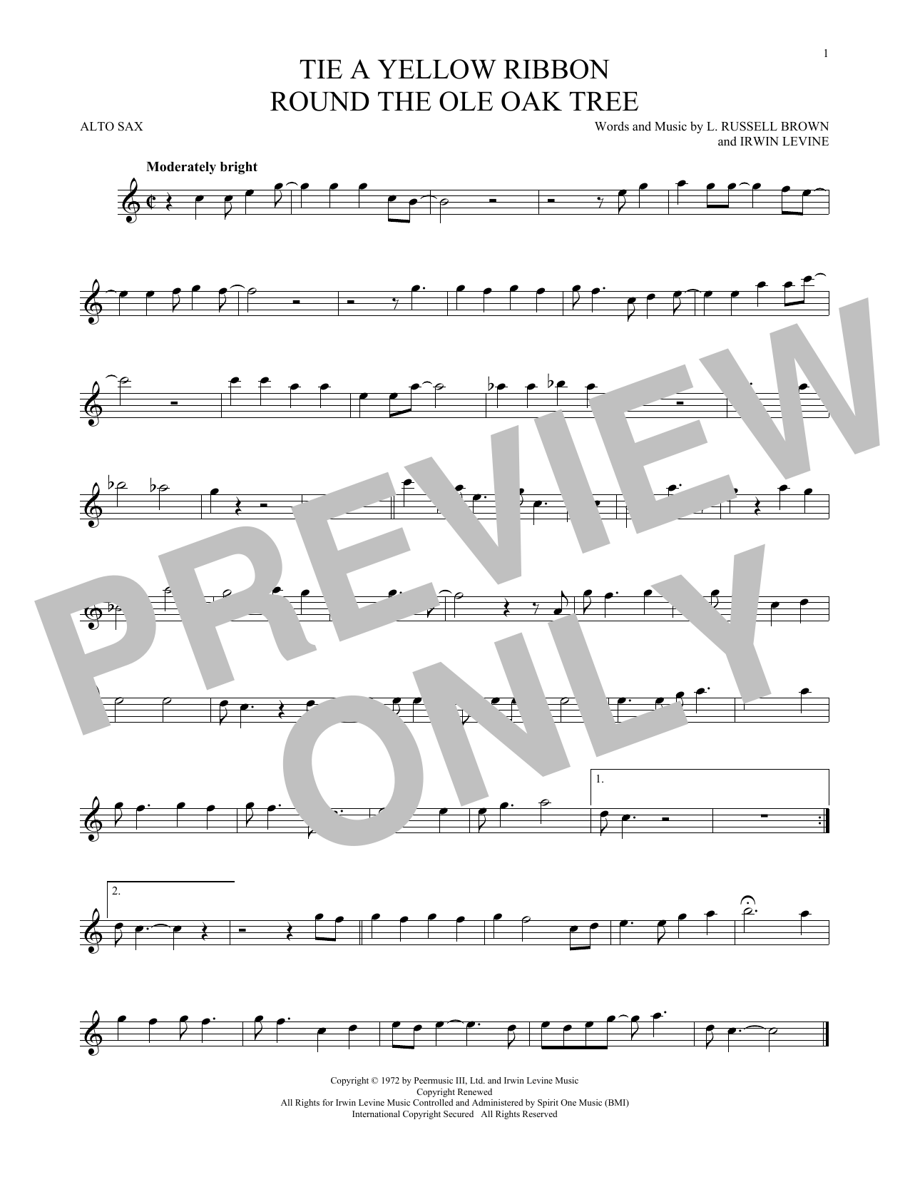 Learn to play Dawn featuring Tony Orlando Tie A Yellow Ribbon Round The Ole Oak Tree sheet music for Alto Sax Solo in minutes. Dawn featuring Tony Orlando Tie A Yellow Ribbon Round The Ole Oak Tree sheet music notes and chords. Download Printable PDF.
