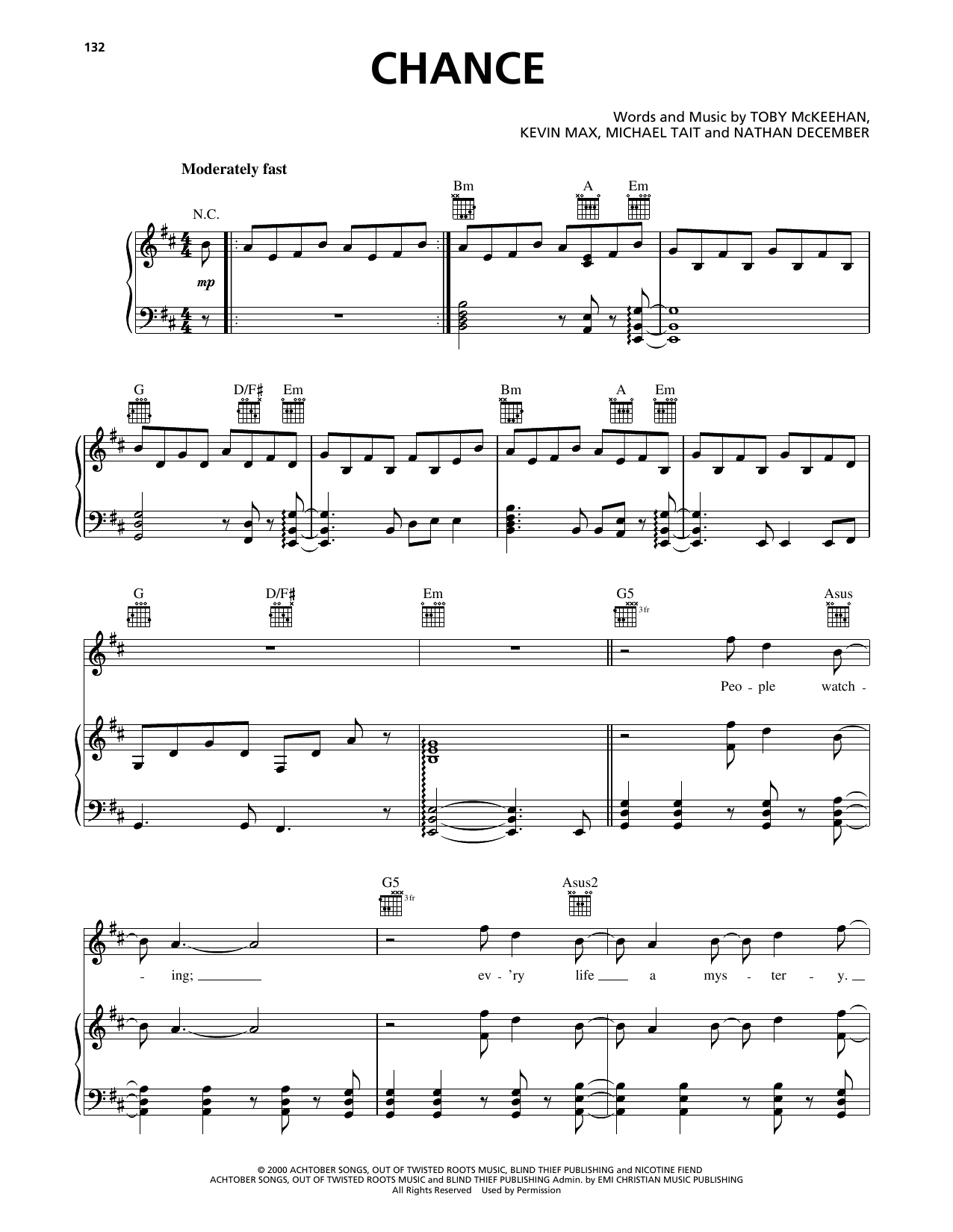 dc Talk Chance sheet music notes and chords. Download Printable PDF.