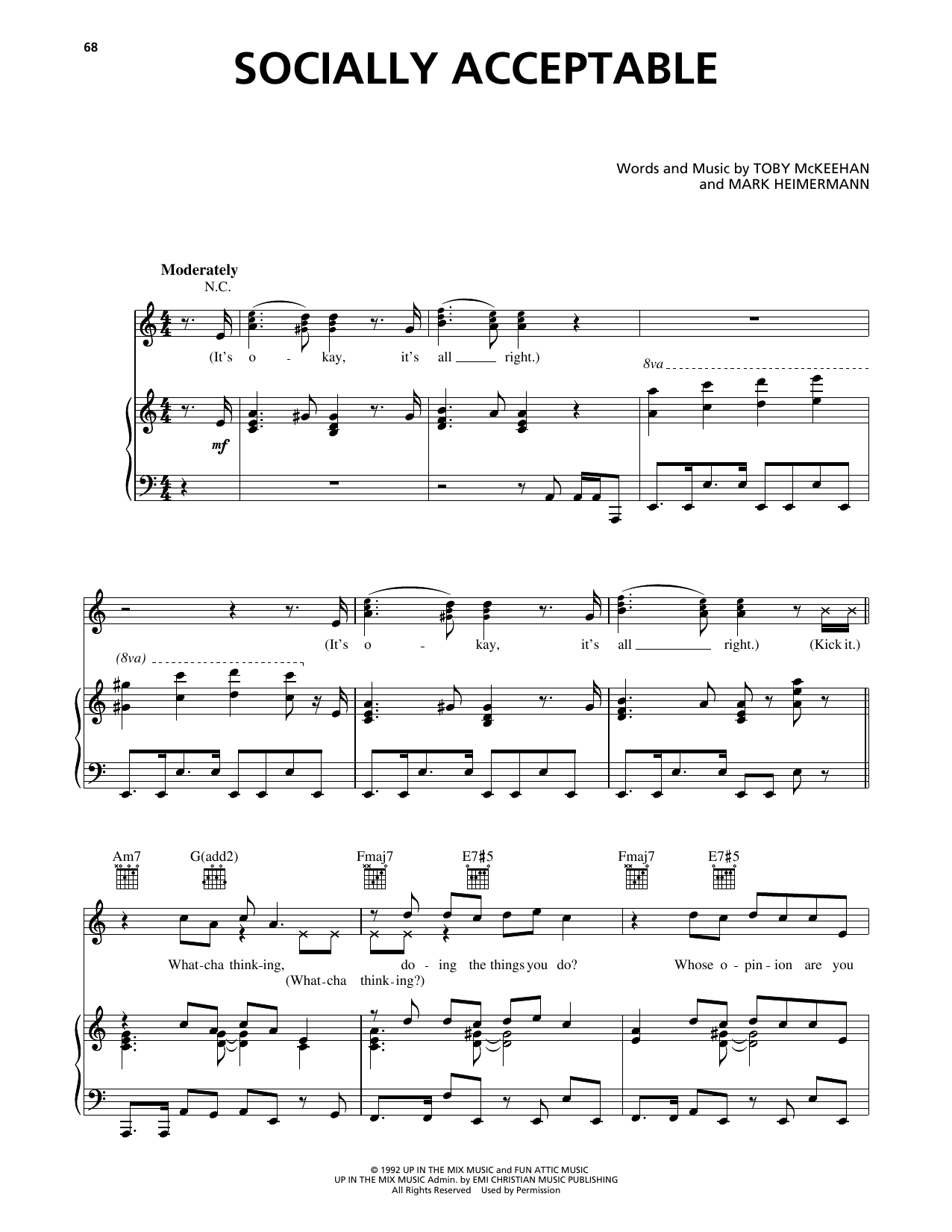 dc Talk Socially Acceptable sheet music notes and chords. Download Printable PDF.