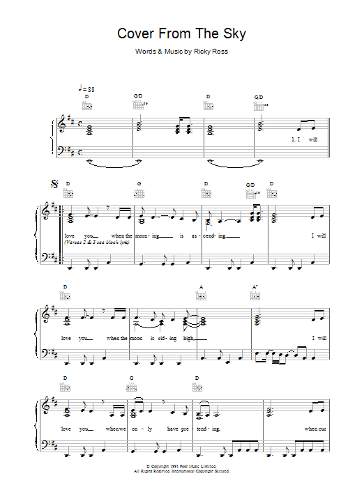 Deacon Blue Cover From The Sky sheet music notes and chords. Download Printable PDF.