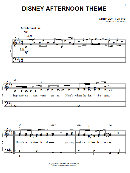 Dean Pitchford Disney Afternoon Theme sheet music notes and chords. Download Printable PDF.