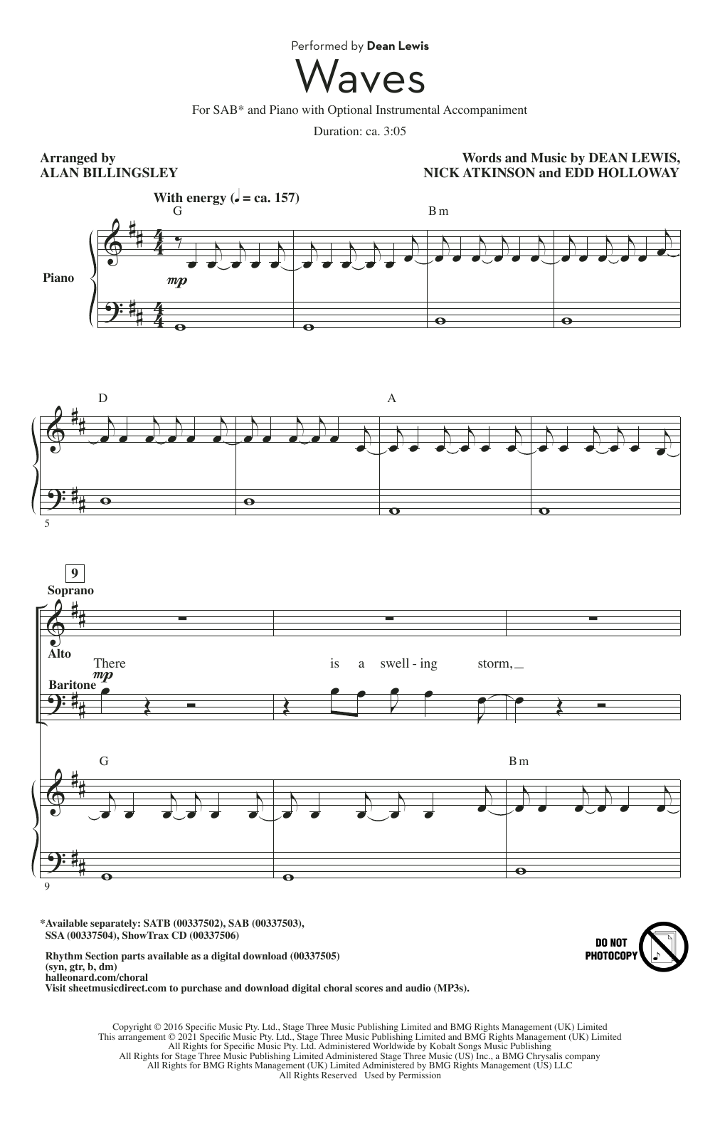 Learn to play Dean Lewis Waves (arr. Alan Billingsley) sheet music for SSA Choir in minutes. Price: 3.9900$ Dean Lewis Waves (arr. Alan Billingsley) sheet music notes and chords arranged for SSA Choir