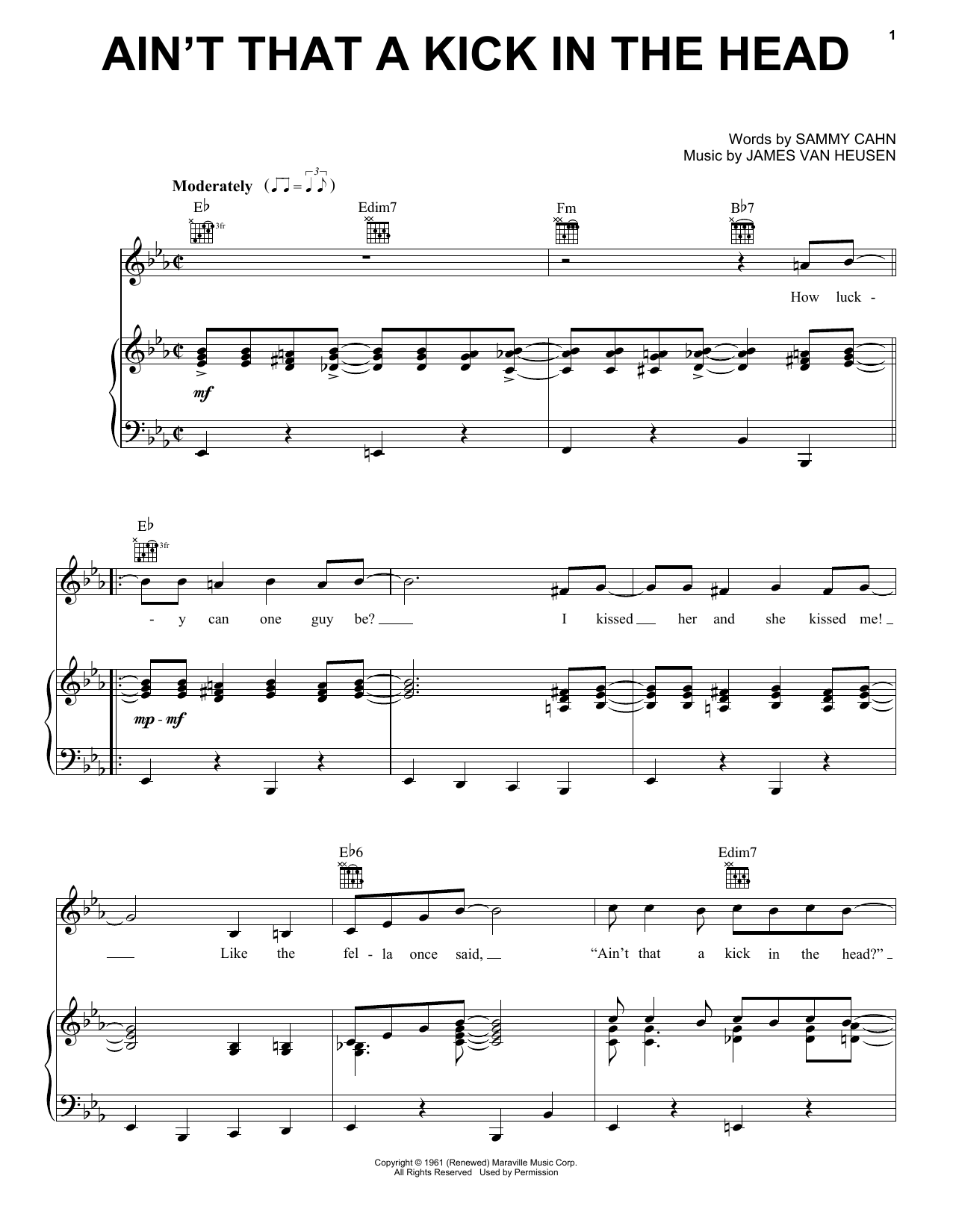 Dean Martin Ain T That A Kick In The Head Sheet Music Pdf Notes Chords Jazz Score Big Note Piano Download Printable Sku