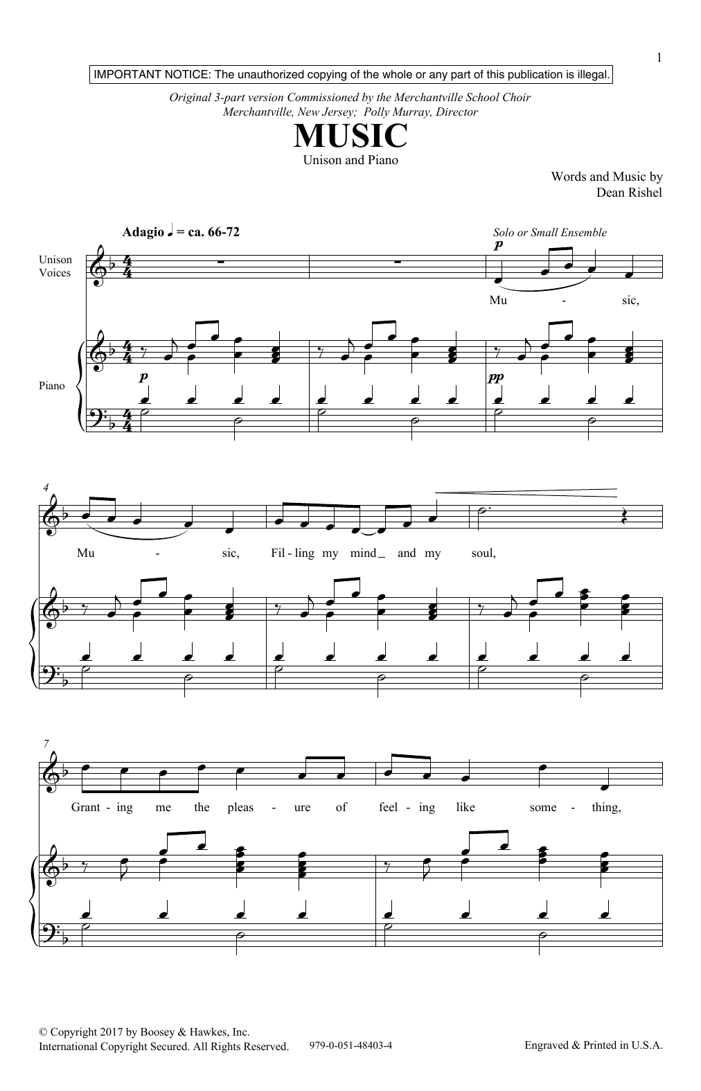 Dean Rishel Music sheet music notes and chords. Download Printable PDF.