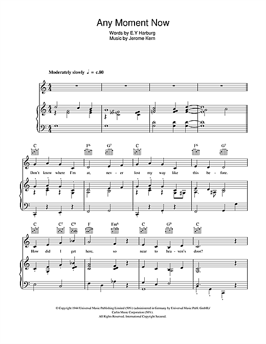 Deanna Durbin Any Moment Now sheet music notes and chords. Download Printable PDF.