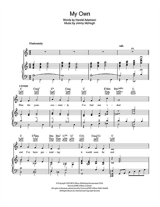 Deanna Durbin My Own sheet music notes and chords. Download Printable PDF.