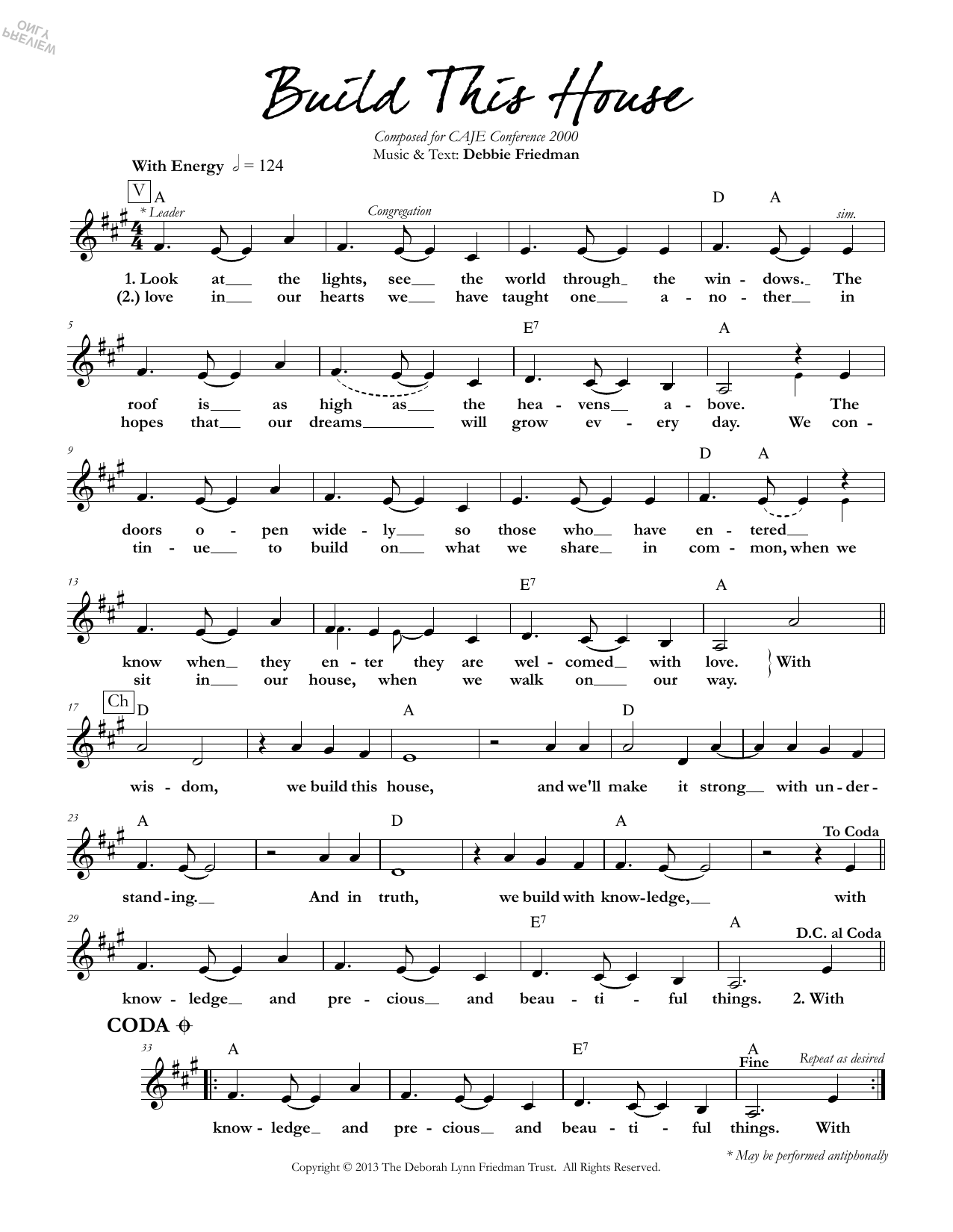 Debbie Friedman Build This House sheet music notes and chords. Download Printable PDF.