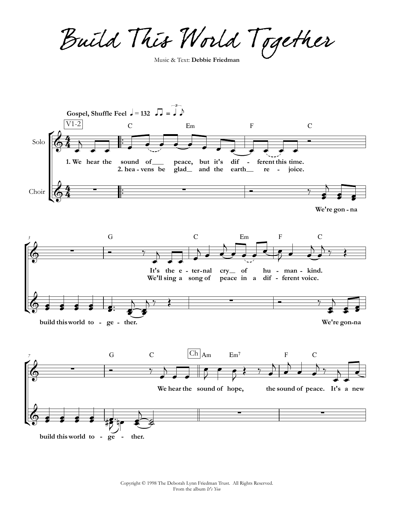 Debbie Friedman "Build This World Together" Sheet Music PDF Notes