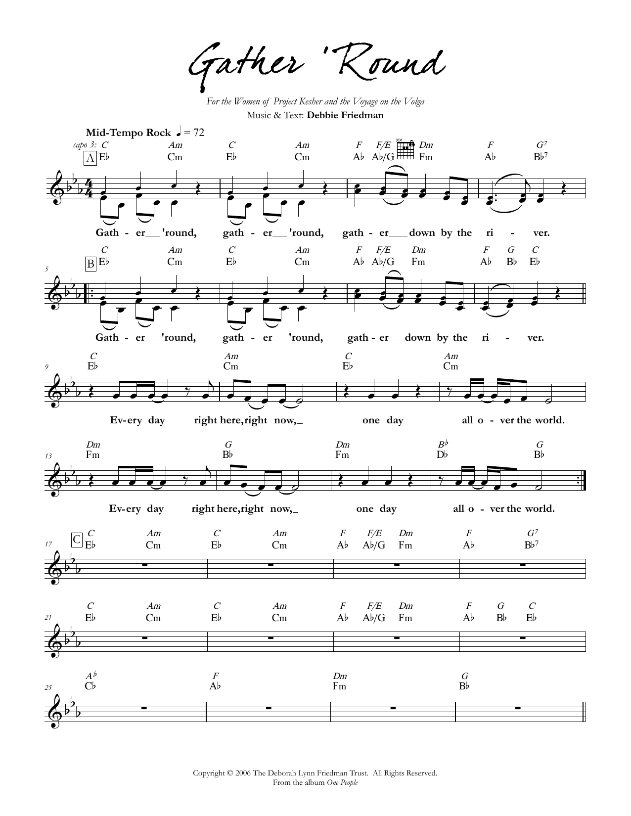 Debbie Friedman Gather 'Round sheet music notes and chords. Download Printable PDF.