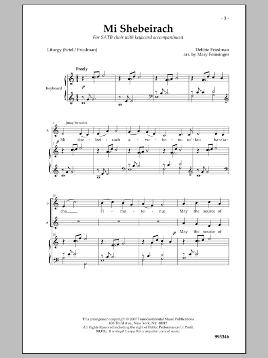 Debbie Friedman Mi Shebeirach sheet music notes and chords. Download Printable PDF.