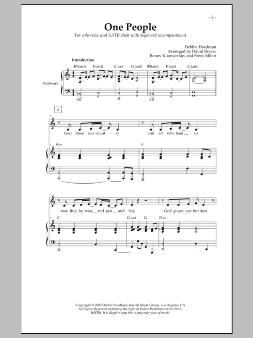 Debbie Friedman One People sheet music notes and chords. Download Printable PDF.