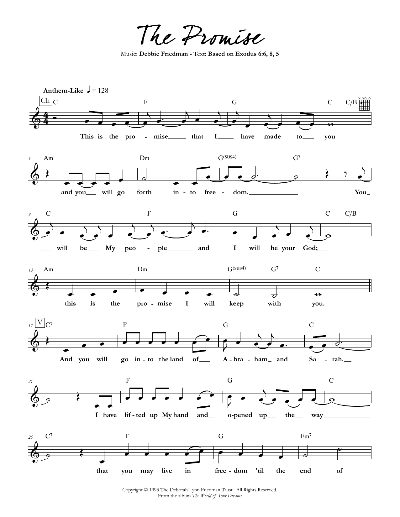 Debbie Friedman The Promise sheet music notes and chords. Download Printable PDF.