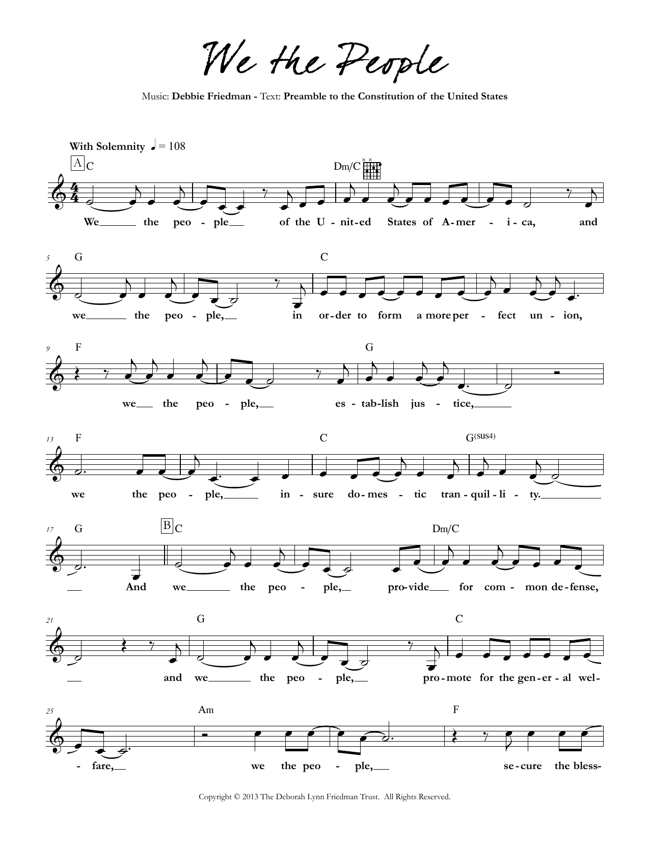 Debbie Friedman Wedding Vows sheet music notes and chords. Download Printable PDF.